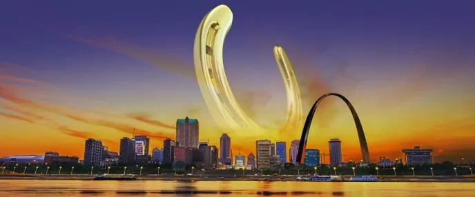 Horseshoe logo in sky